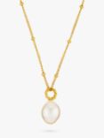 Orelia LUXE Rope Freshwater Pearl Drop Pendant Necklace, Pale Gold