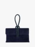 Dune Brynie Suede Diamante Loop Handle Clutch Bag, Navy