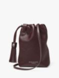 Aspinal of London Hudson Small Grain Milled Pebble Leather Drawstring Crossbody Bag, Wine