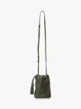 Aspinal of London Hudson Small Grain Milled Pebble Leather Drawstring Crossbody Bag, Green