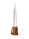 Aspinal of London Hudson Small Grain Milled Pebble Leather Drawstring Crossbody Bag, Tan