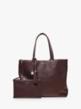 Aspinal of London Hudson Small Grain Milled Pebble Leather Oversized Tote Bag, Wine