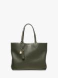 Aspinal of London Hudson Small Grain Milled Pebble Leather Oversized Tote Bag, Green