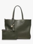 Aspinal of London Hudson Small Grain Milled Pebble Leather Oversized Tote Bag, Green