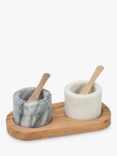 Truly Marble Salt & Pepper Pinch Pots with Acacia Wood Tray