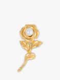 Susan Caplan Pre-Loved Rediscovered Collection Faux Pearl Rose Brooch, Gold