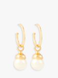 Susan Caplan Pre-Loved Rediscovered Collection Faux Pearl Drop Demi Hoop Earrings, Gold