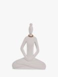 Libra Interiors Hand Carved Mango Wood Yoga Lady Sculpture, H33.5cm, White