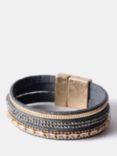 Mint Velvet Multi Row Leather Wrap Bracelet, Gold