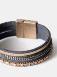 Mint Velvet Multi Row Leather Wrap Bracelet, Gold