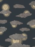 Cole & Son Soli e Nuvole Wallpaper, Gold/Silver Charcoal 123/2008