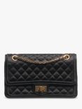 Pre-loved CHANEL 2009 2.55 Satin Quilted Double Flap Shoulder Bag, Black