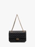 Pre-loved CHANEL 2009 2.55 Satin Quilted Double Flap Shoulder Bag, Black