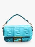 Pre-loved Fendi Embossed Leather Mini Baguette Bag, Blue