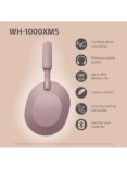 Sony WH-1000XM5 Noise Cancelling Wireless Bluetooth High Resolution Audio Over-Ear Headphones with Mic/Remote, Pink