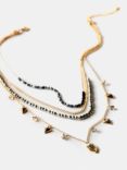 Mint Velvet Beaded Layered Necklace, Gold