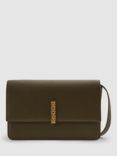 Reiss Sophia Leather Crossbody Bag, Olive