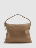 Reiss Vigo Leather Large Tote Shoulder Bag, Taupe