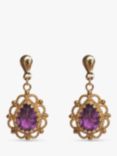 L & T Heirlooms Pre-Loved 9ct Yellow Gold Victorian Inspired Amethyst Drop Earrings