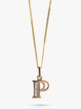 L & T Heirlooms Pre-Loved 9ct Yellow Gold Diamond Set P Initial Pendant Necklace