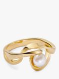 Astley Clarke Twisted Freshwater Pearl Cocktail Ring, Gold