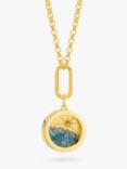 Rachel Jackson London Personalised Statement Blue Topaz North Star Amulet Necklace, Gold/Blue