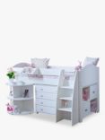 Kids Avenue Eli Mid-Sleeper Bed Frame And Storage Units,  European Single, White