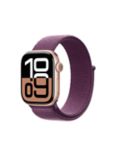 Apple Watch Series 10 GPS + Cellular, 42mm, Aluminium Case, Sport Loop, One Size, Rose Gold/Plum