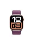 Apple Watch Series 10 GPS + Cellular, 42mm, Aluminium Case, Sport Loop, One Size, Rose Gold/Plum