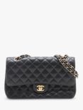 Pre-loved CHANEL 2004 Medium Caviar Leather Diamond-Quilted Classic Double Flap Shoulder Bag, Black