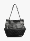 Pre-loved CHANEL 2012 Lambskin Perforated and Diamond-Quilted Chain Shoulder Bag, Black