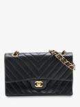 Pre-loved CHANEL Vintage 1989 Medium Lambskin V-Stitch Classic Double Flap Shoulder Bag, Black