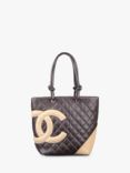 Pre-loved CHANEL Cambon Ligne Diamond-Quilted Leather Tote Bag, Brown