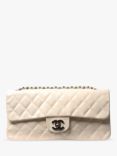 Pre-loved CHANEL 2004 Vintage Lambskin Classic Single Flap Shoulder Bag, White