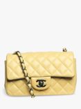 Pre-loved CHANEL 2021 Mini Rectangle Lambskin Classic Single Flap Shoulder Bag, Yellow