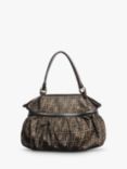 Pre-loved Fendi Zucca Canvas and Leather Gathered Shoulder Bag, Brown