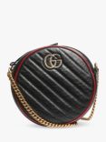 Pre-loved GUCCI GG Marmont Leather Mini Round Shoulder Bag, Black