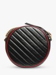 Pre-loved GUCCI GG Marmont Leather Mini Round Shoulder Bag, Black