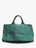 Pre-loved Prada Canvas Tote Bag, Dark Green