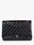 Pre-loved CHANEL 2010-2011 Maxi Diamond-Quilted Lambskin Classic Double Flap Shoulder Bag, Black