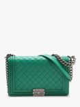 Pre-loved CHANEL 2017 Large Lambskin Boy Bag, Green