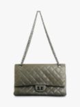 Pre-loved CHANEL 2009 Diamond-Quilted Patent Leather Large 2.55 Shoulder Bag, Grey