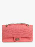 Pre-loved CHANEL Snake Print Quilted Canvas Medium 2.55 Flap Shoulder Bag, Pink