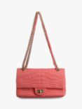 Pre-loved CHANEL Snake Print Quilted Canvas Medium 2.55 Flap Shoulder Bag, Pink