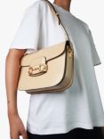 Pre-loved GUCCI 1995 Horsebit Leather Shoulder Bag, Neutral