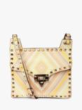 Pre-loved Valentino Diamond Pattern Leather Shoulder Bag, Yellow