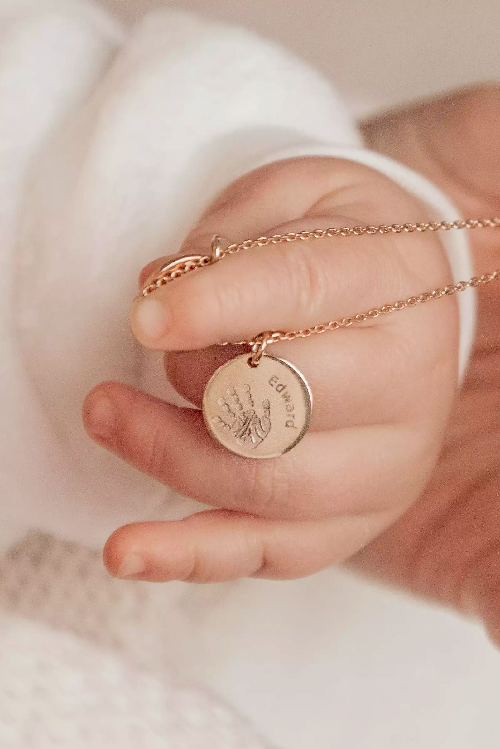 Under the Rose Personalised Hand or Foot Print Pendant Necklace, Gold, £79