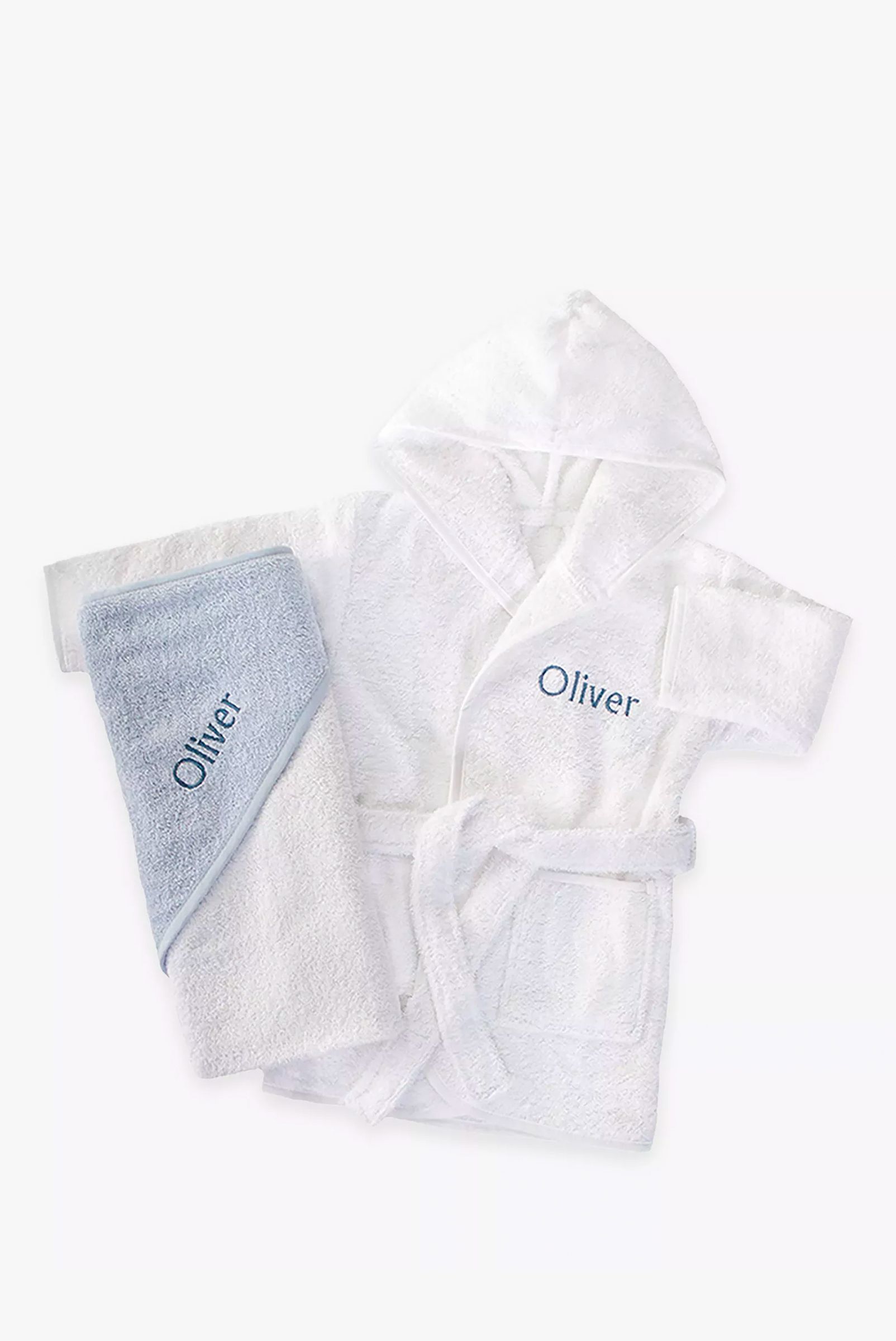 Babyblooms Personalised Baby Bathrobe with Luxury Hooded Baby Towel, 0-12 Months (online only), £55