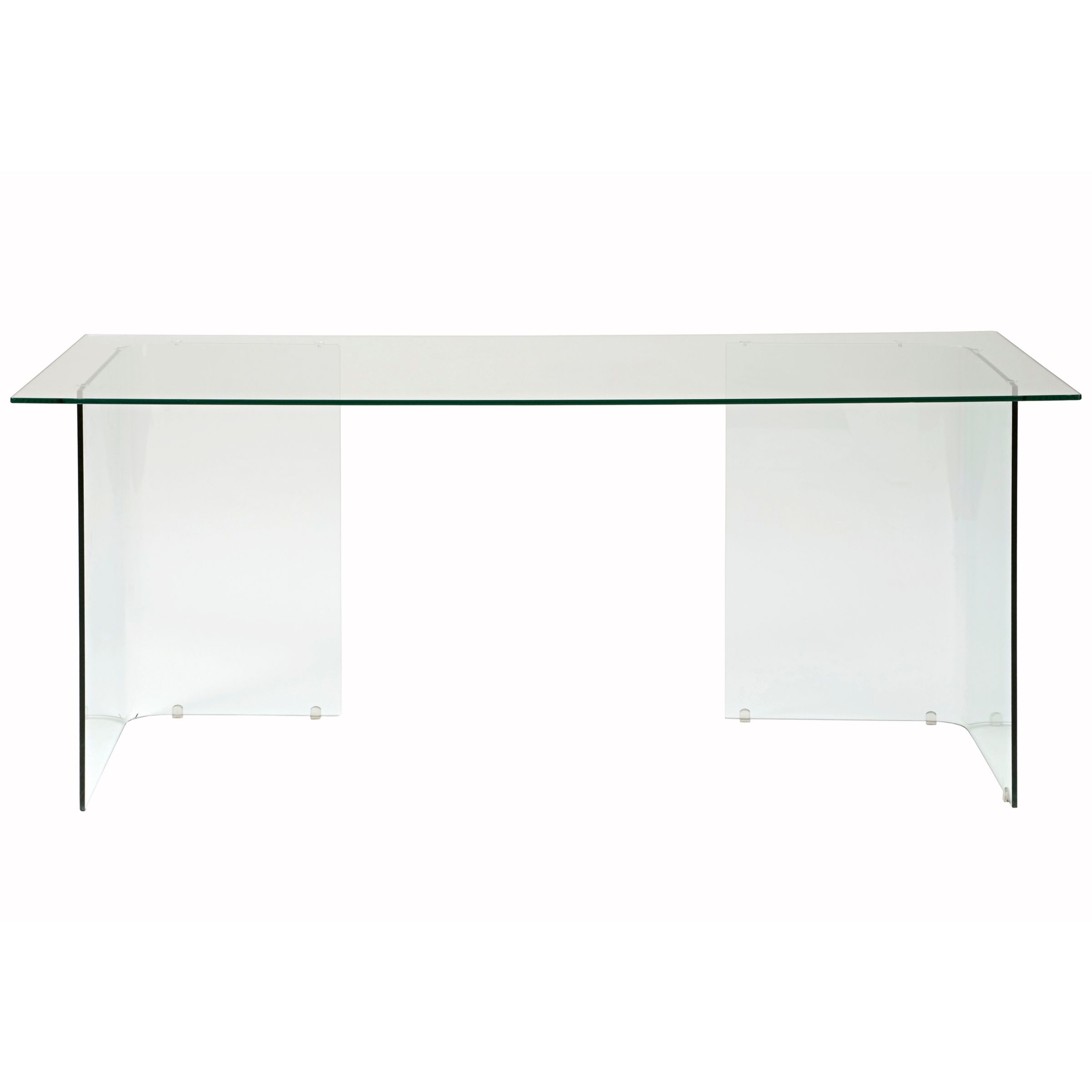 John Lewis Staten 140 Clear Glass Top Desk With Glass Trestles At