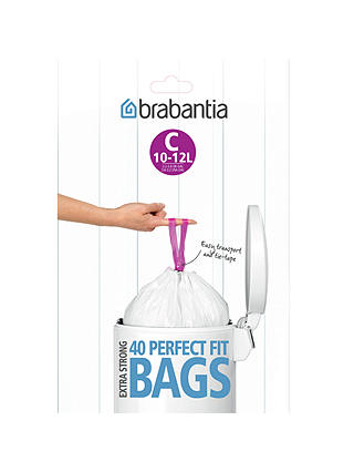 Brabantia PerfectFit Bin Liners, 12L - Size C, 40 Bags